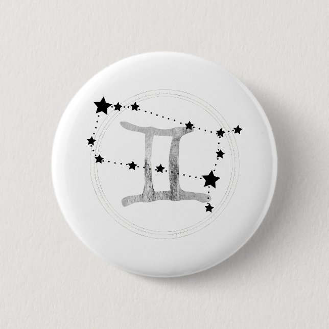 Gemini the Twins zodiac sign constellation stars Button (Vorderseite)