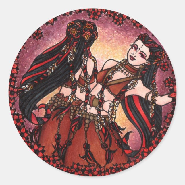Gemini Tribal Bly Dance Runder Aufkleber (Vorderseite)