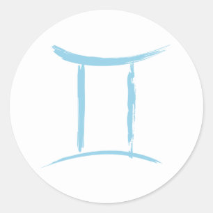 GEMINI Twins Duality Zodiac Sign Astrologie Blau Runder Aufkleber
