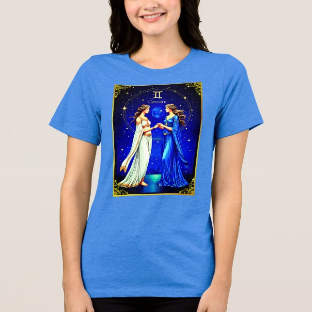 Gemini Twins unter einem Sternenhimmel Tri-Blend Shirt (Vorderseite)