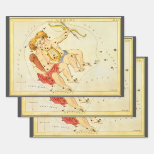 Gemini Twins Vintag Constellation Urania Mirror Geschenkpapier Set