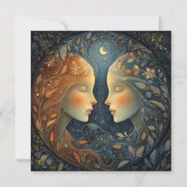Gemini Twins Zodiac Astrology Celestial Birthday Karte