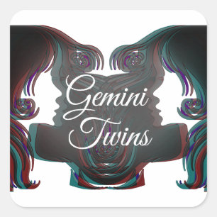 Gemini Twins Zodiac Horoskop Zeichenketten Quadratischer Aufkleber
