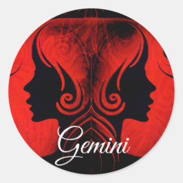 Gemini Twins Zodiac Horoskop Zeichenketten Runder Aufkleber