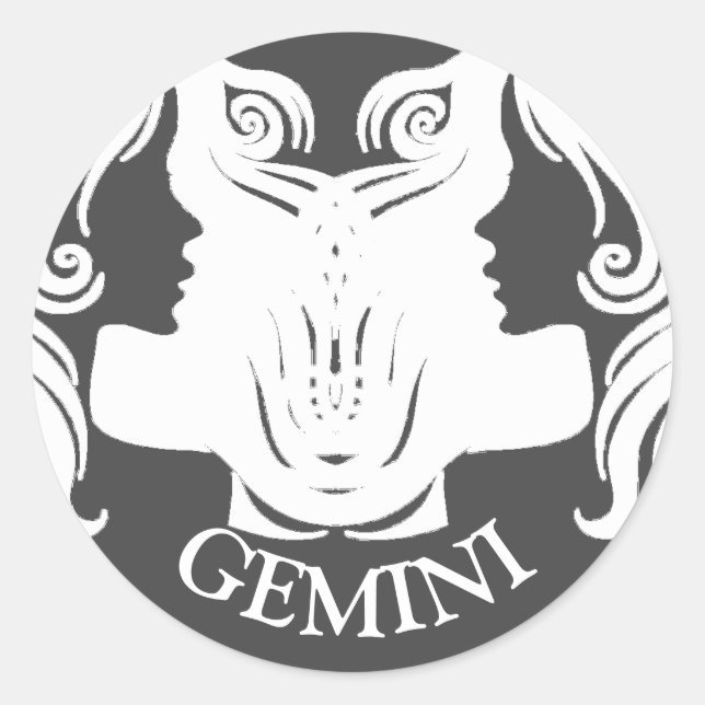 Gemini Twins Zodiac Horoskop Zeichenketten Runder Aufkleber (Vorderseite)