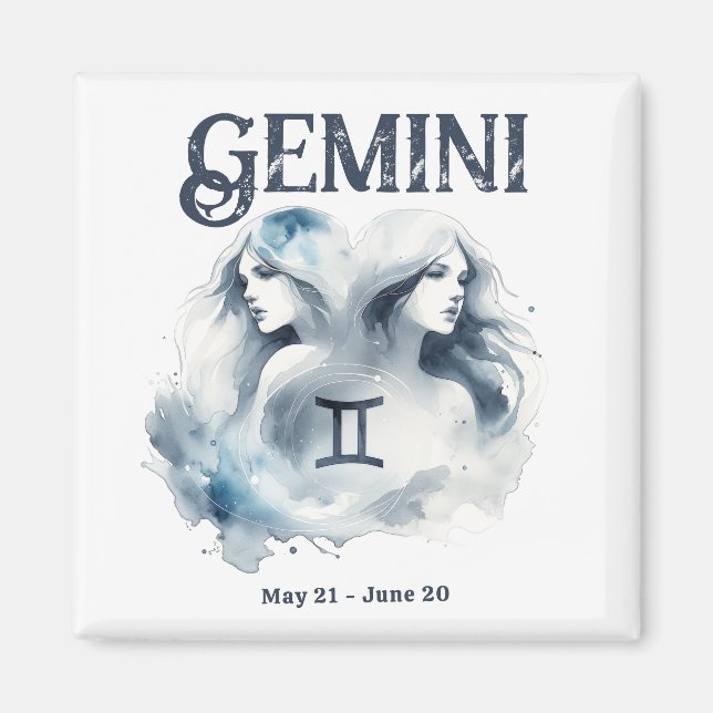 Gemini Twins Zodiac Sign Custom Geburtsdatum Magnet (Vorne)
