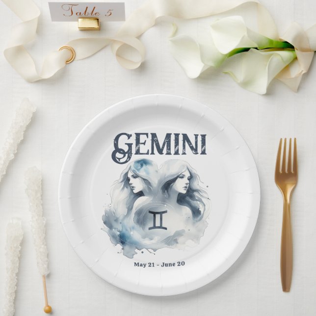 Gemini Twins Zodiac ThemenGeburtstagsparty Pappteller (Hochzeit)