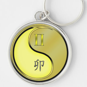Gemini und Metallkaninchen Schlüsselanhänger