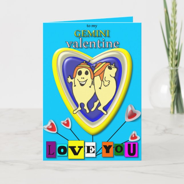 Gemini Valentine/Zodiac Card. Feiertagskarte (Vorderseite)