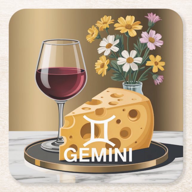 Gemini Weinkäsesorten Wildblumen Untersetzer Set (Vorderseite)