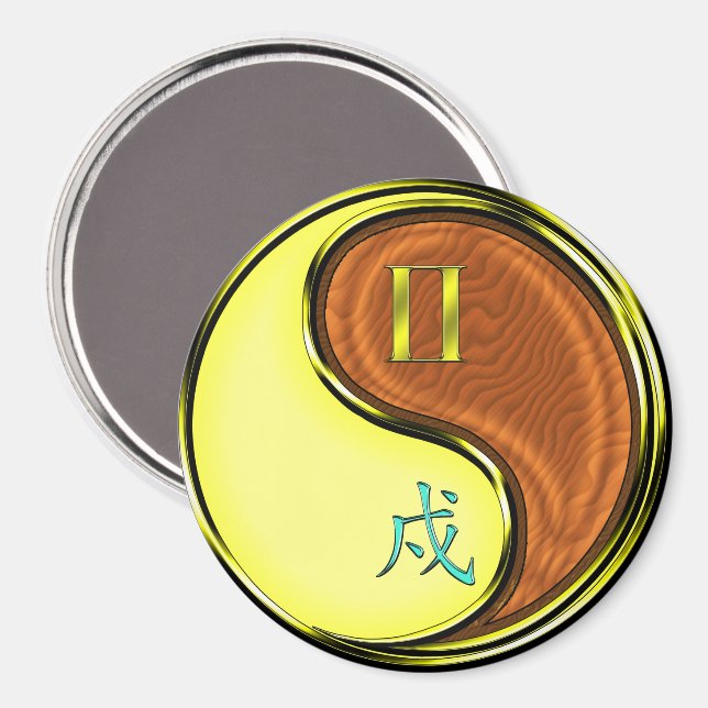 Gemini & Wood Dog Magnet (Vorderseite/Rückseite)