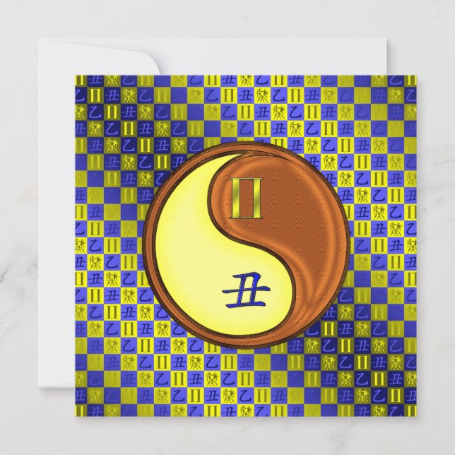 Gemini & Wood Ox Karte (Vorderseite)