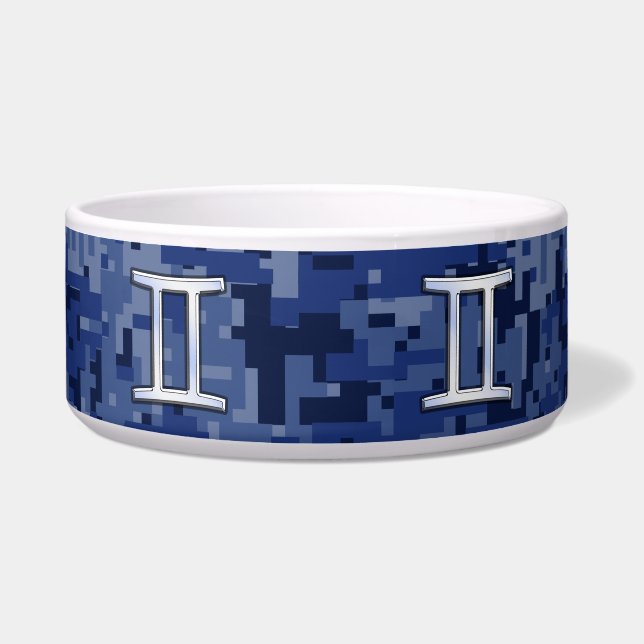 Gemini-Zeichen auf Blue Digital Camouflage Napf (Vorderseite)