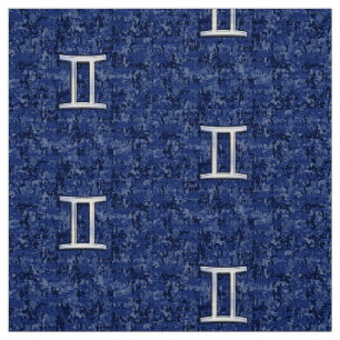 Gemini-Zeichen auf Blue Digital Camouflage Stoff