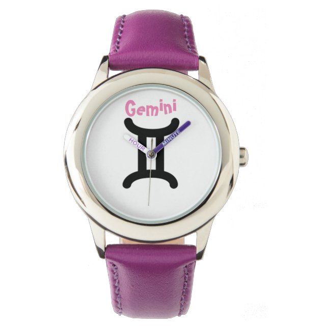 Gemini-Zeichen des Zodiaks. Kinder beobachten. Armbanduhr (Vorderseite)