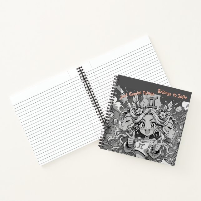 Gemini Zodiac Anime Creative Square Journal Notizbuch (Innenseite)