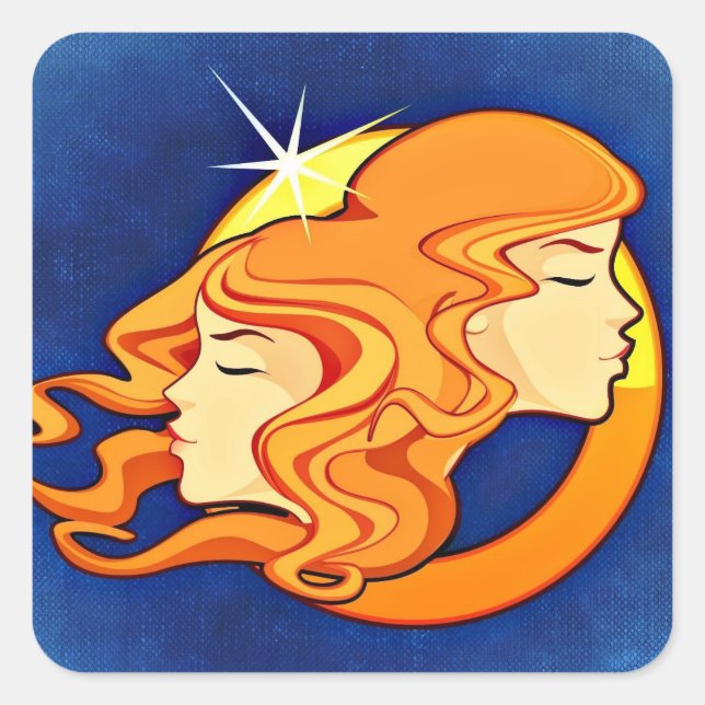 Gemini Zodiac Astrologie Symbol Quadratischer Aufkleber (Vorderseite)