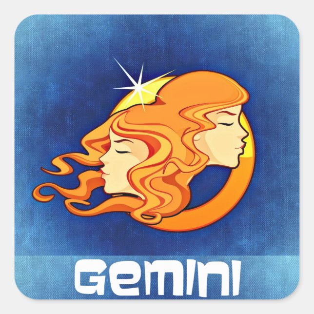 Gemini Zodiac Astrologie Symbol Quadratischer Aufkleber (Vorderseite)