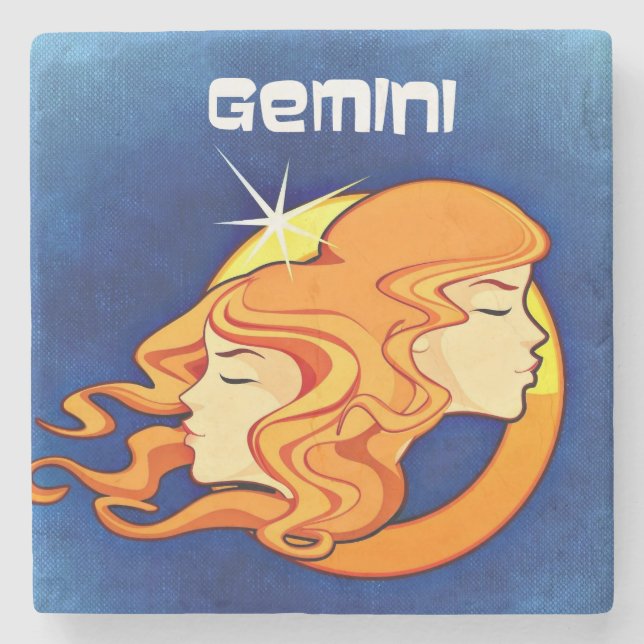 Gemini Zodiac Astrologie Symbol Steinuntersetzer (Vorderseite)
