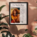Gemini | Zodiac Astrology Foto Newspapier Poster<br><div class="desc">Dieses Zodiac-Poster zum Geburtstag ist so gestaltet, dass es wie ein elegantes Zeitungscover aussieht, das Ihr eigenes Foto und Ihre eigenen Informationen enthält. Perfekt geeignet für Freunde und Familie, um ihnen einen wundervollen Ehrentag zu wünschen. Mit dem Namen der Empfänger, Geburtstag- und Tierkreiszeichen-Persönlichkeitsmerkmalen inklusive, macht dieses Poster den perfekten Sake....</div>