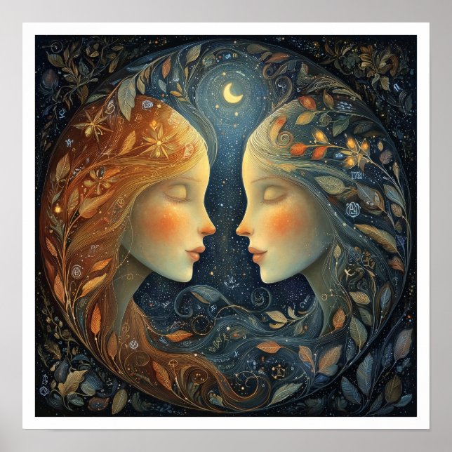 Gemini Zodiac Birth Sign Astrology Celestial Poster (Vorne)