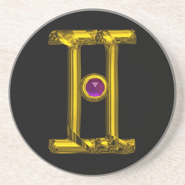 GEMINI ZODIAC BIRTHDAY JEWEL Lila Alexandrite Getränkeuntersetzer (Vorne)