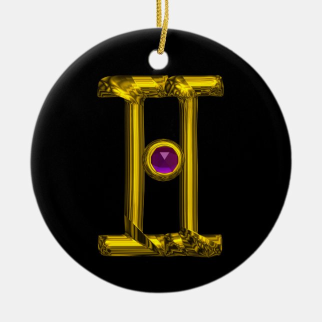 GEMINI ZODIAC BIRTHDAY JEWEL Lila Alexandrite Keramik Ornament (Vorne)