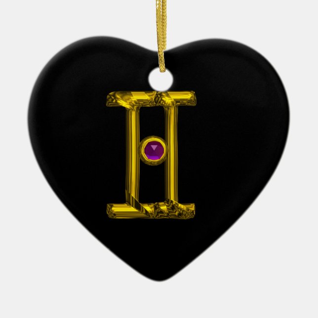GEMINI ZODIAC BIRTHDAY JEWEL Lila Alexandrite Keramikornament (Vorne)