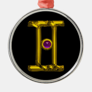 GEMINI ZODIAC BIRTHDAY JEWEL Lila Alexandrite Silbernes Ornament