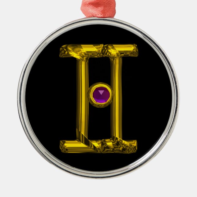 GEMINI ZODIAC BIRTHDAY JEWEL Lila Alexandrite Silbernes Ornament (Vorne)
