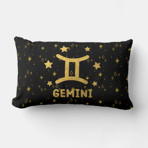 Gemini Zodiac Black und Gold Lumbar Pillow Lendenkissen