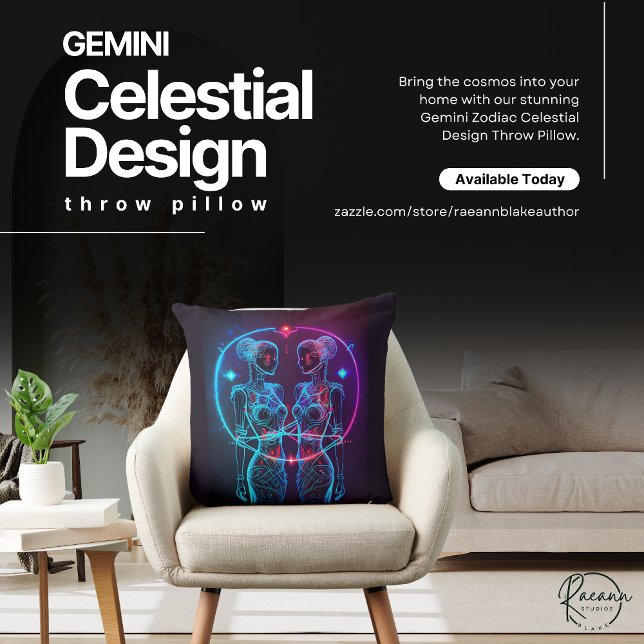 Gemini Zodiac Celestial Design Throw Kissen (Von Creator hochgeladen)