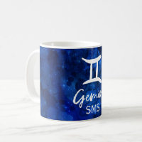 Gemini Zodiac Constellation Blue Galaxy Monogramm