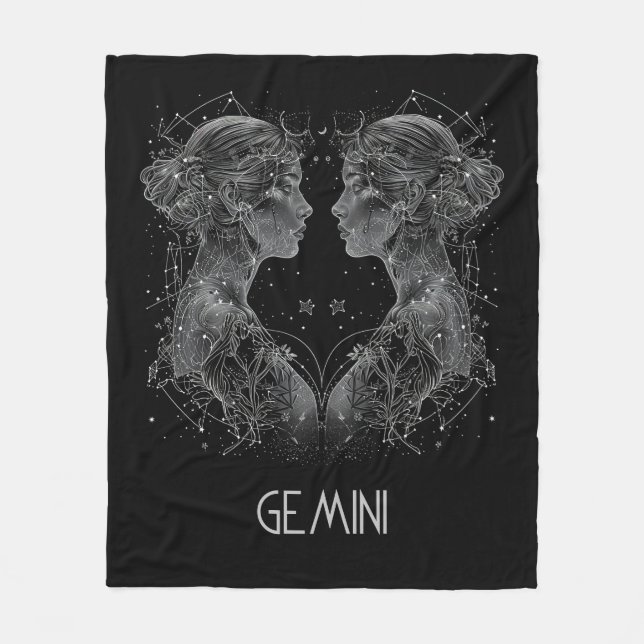 Gemini Zodiac Constellation Fleece Blanket (Vorderseite)