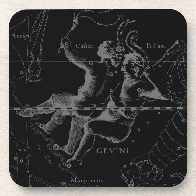 Gemini Zodiac Constellation Hevelius 1690 Getränkeuntersetzer (Vorderseite)