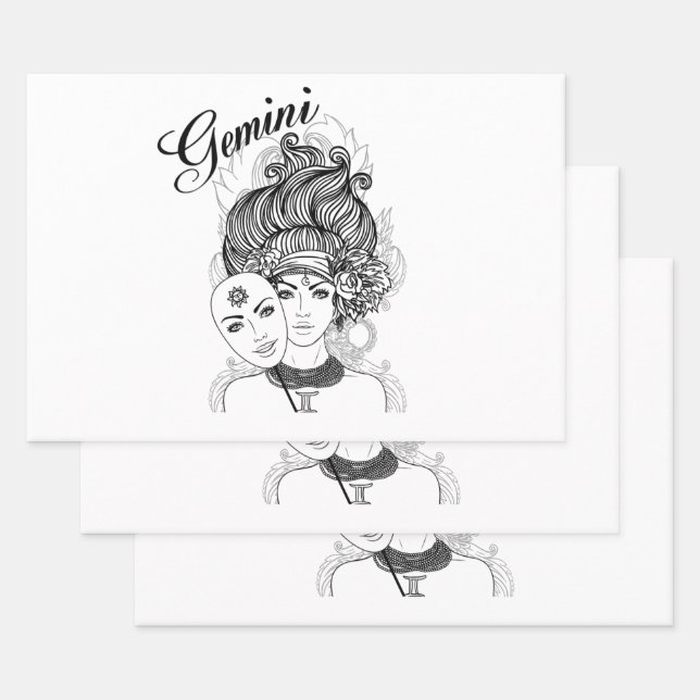 Gemini Zodiac Design Geschenkpapier Set (Set)