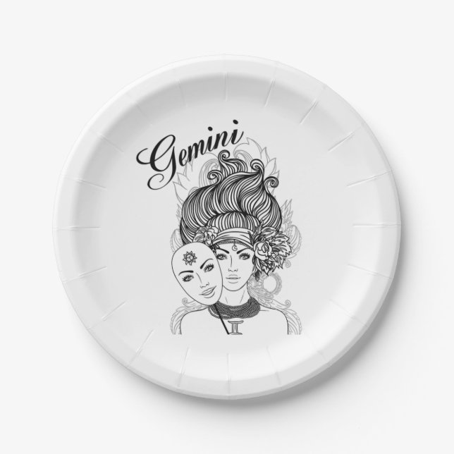 Gemini Zodiac Design Pappteller (Vorderseite)