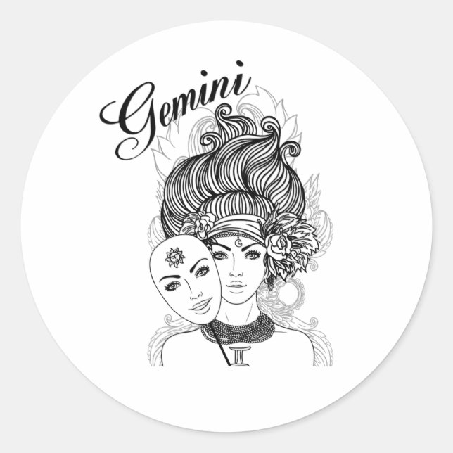 Gemini Zodiac Design Runder Aufkleber (Vorderseite)