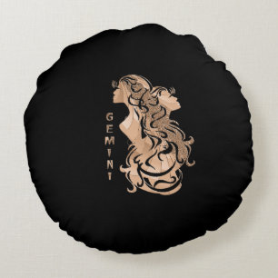 Gemini Zodiac Design Rundes Kissen