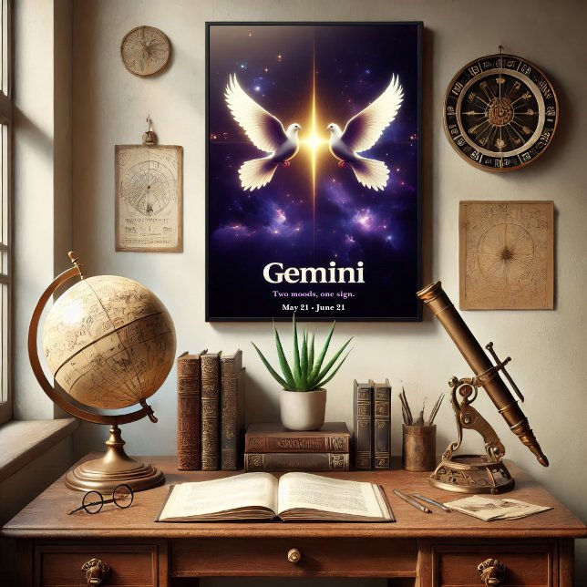 Gemini Zodiac Doves in Harmonie Poster (Von Creator hochgeladen)