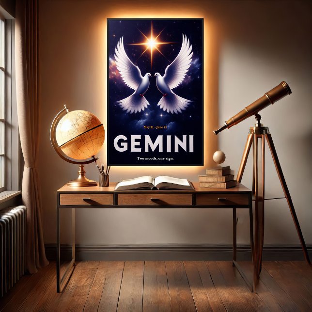 Gemini Zodiac Doves in Harmonie Poster (Von Creator hochgeladen)