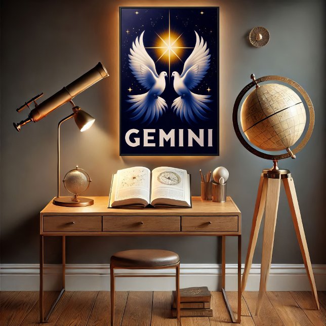 Gemini Zodiac Doves in Harmonie Poster (Von Creator hochgeladen)