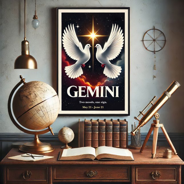 Gemini Zodiac Doves in Harmonie Poster (Von Creator hochgeladen)