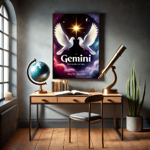 Gemini Zodiac Doves in Harmonie Poster