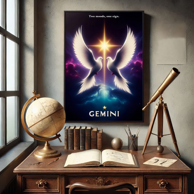 Gemini Zodiac Doves in Harmonie Poster (Von Creator hochgeladen)