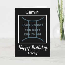 Gemini Zodiac Fun Zitat in Schwarz & Weiß Geburtst Karte