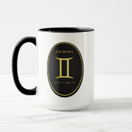 Gemini Zodiac Gold Oval Emblem Mug | Luxury Astrol Tasse