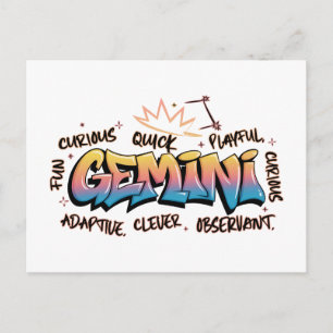 Gemini Zodiac Graffiti  Postkarte
