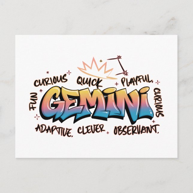 Gemini Zodiac  Graffiti  Postkarte (Vorderseite)