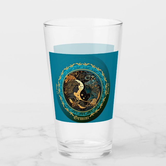 Gemini Zodiac individualisierbares Bier Glas (Vorderseite)